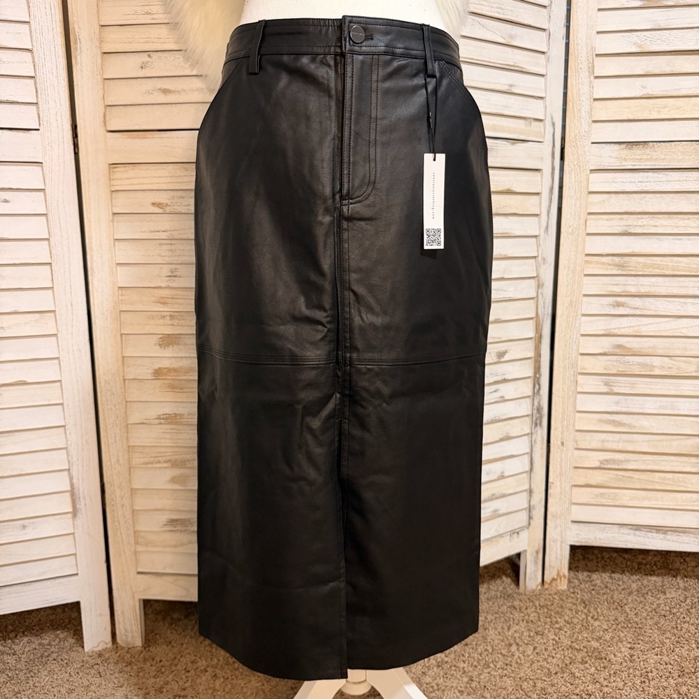 Sanctuary Faux Leather Midi Black Pencil Skirt